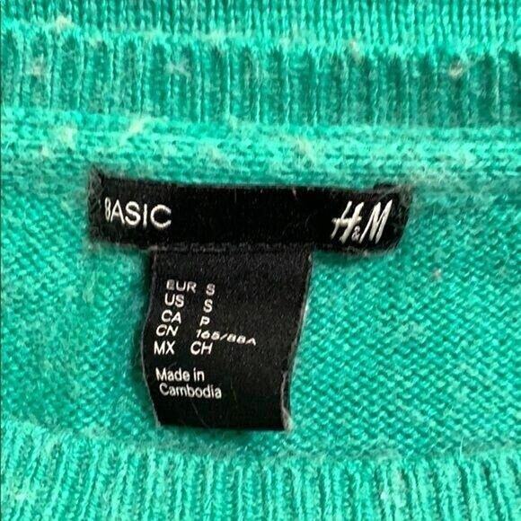 H&M Womens Sweater Angora Wool Blend Knit Pullover Long Sleeves Green Small - Picture 5 of 7
